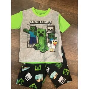 Boys Minecraft Pajama Set Size 4/5 pants 6/7 Zombie‎ Short Sleeve Top Shorts